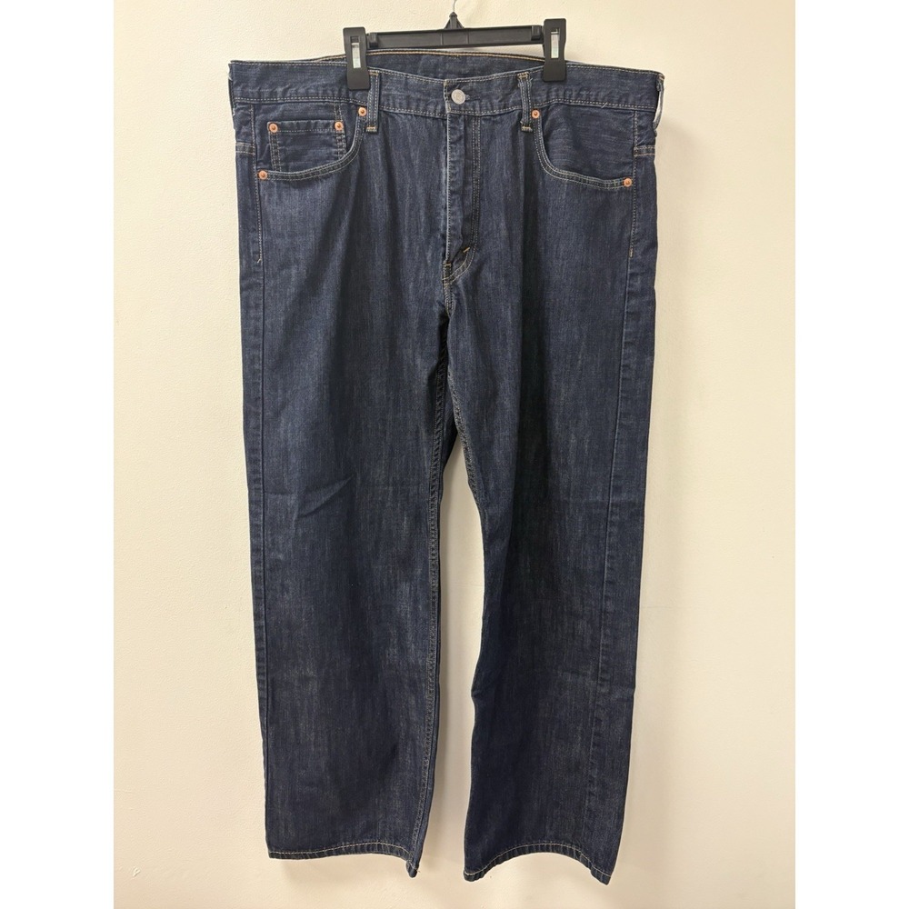 Levis 569 Jeans Mens 38x32 Blue Denim Relaxed Straight Fit Dark Wash Red Tab